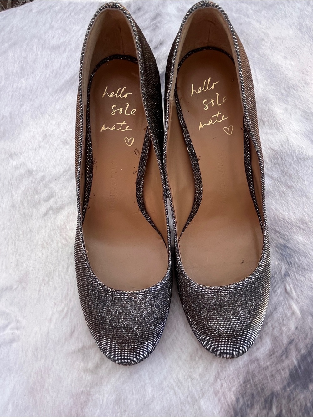 Banana Republic Metallic Sparkle Round-Toe Heels - Silver size 6/4inch heel